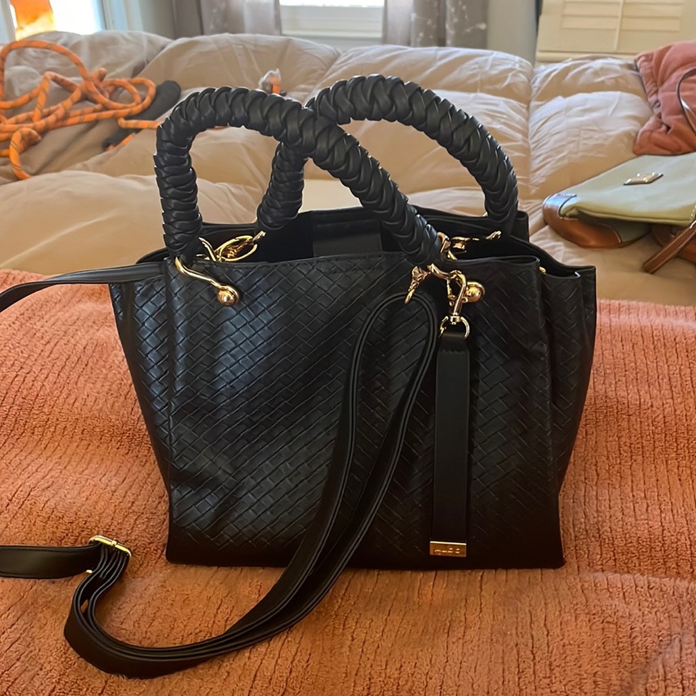 Aldo basketweave top handle handbag.